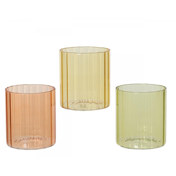 ΓΥΑΛΙΝΟ ΧΡΩΜΑΤΙΣΤΟ ΠΟΤΗΡΙ ΣΕ 3 ΧΡΩΜΑΤΑ ΚΑΕΜΙΝGK Γυαλί Φ0.08*Υ0.09