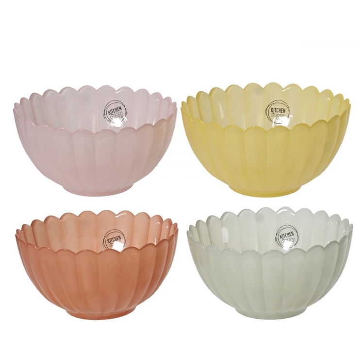 ΓΥΑΛΙΝΟ ΜΠΟΛ ΜΕ ΡΙΓΕΣ ΣΕ ΣΧΗΜΑ ΛΟΥΛΟΥΔΙΟΥ ΣΕ 4 ΧΡΩΜΑΤΑ KAEMINGK Γυαλί Φ0.152*Υ0.08