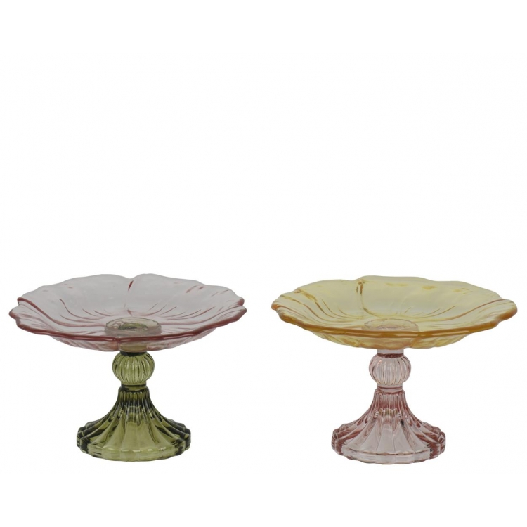 ΓΥΑΛΙΝΟ ΠΙΑΤΟ ΓΛΥΚΟΥ ΜΕ ΠΟΔΙ ΣΕ 2 ΧΡΩΜΑΤΑ KAEMINGK Γυαλί Φ0.16*Υ0.098