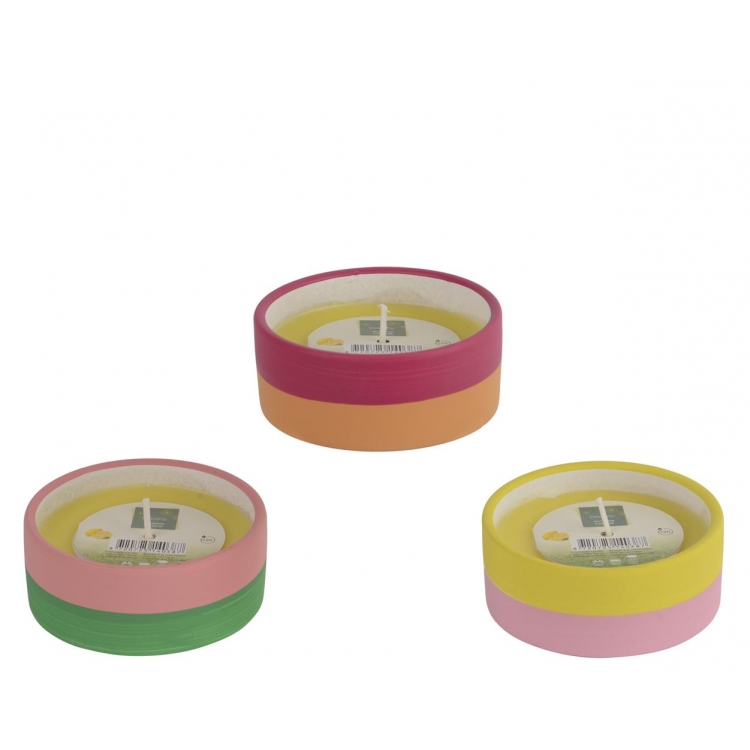 ΑΡΩΜΑΤΙΚΟ ΚΕΡΙ ΣΙΤΡΟΝΕΛΑ ΣΕ ΚΕΡΑΜΙΚΟ ΓΛΑΣΤΡΑΚΙ ΣΕ 3 ΧΡΩΜΑΤΑ DECORIS Κεραμικό Φ0.095*Υ0.04