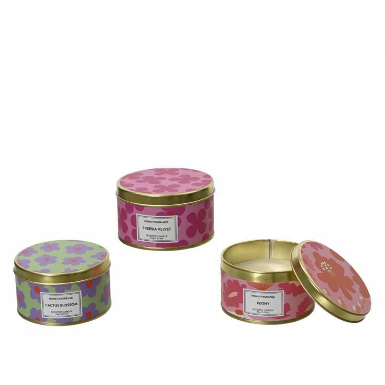 ΑΡΩΜΑΤΙΚΟ ΚΕΡΙ ΣΕ ΜΕΤΑΛΛΙΚΟ ΚΟΥΤΙ ΜΕ ΚΑΠΑΚΙ ΣΕ 3 ΧΡΩΜΑΤΑ ΚΑΙ ΑΡΩΜΑΤΑ KAEMINGK Μέταλλο Φ0.078*Υ0.045