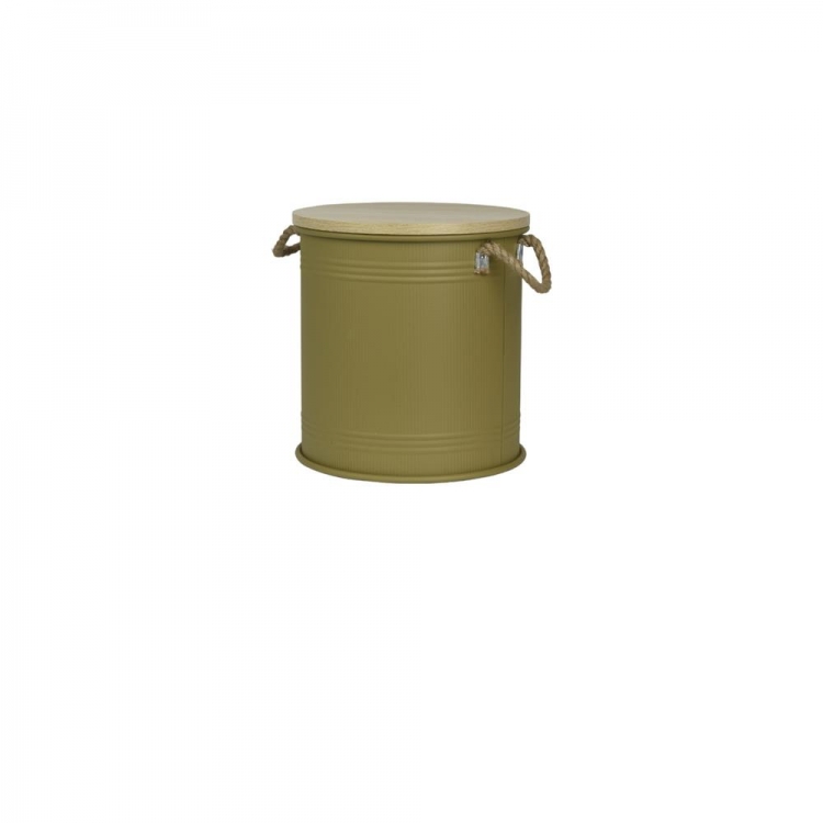 ΠΡΑΣΙΝΟ ΚΥΛΙΝΔΡΙΚΟ ΜΕΤΑΛΛΙΚΟ ΚΟΥΤΙ ΑΠΟΘΗΚΕΥΣΗΣ ΜΕ ΞΥΛΙΝΟ ΚΑΠΑΚΙ LARGE DECORIS Μέταλλο Φ0.35*Υ0.375