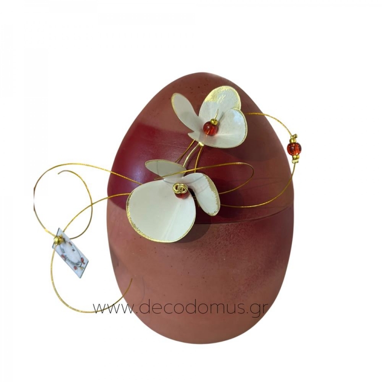 ΚΟΚΚΙΝΟ ΑΝΟΙΓΟΜΕΝΟ ΚΕΡΑΜΙΚΟ ΑΥΓΟ ΜΕ ΜΕΤΑΛΛΙΚΟ ΠΑΝΣΕ ΜΕΣΑΙΟ Κεραμικό Φ0.095*Υ0.13