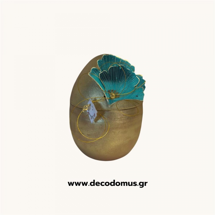 ΧΡΥΣΟ ΑΝΟΙΓΟΜΕΝΟ ΚΕΡΑΜΙΚΟ ΑΥΓΟ ΜΕ ΤΙΡΚΟΥΑΖ ΜΕΤΑΛΛΙΚΟ ΛΟΥΛΟΥΔΙ MEDIUM Κεραμικό Φ0.095*Υ0.13