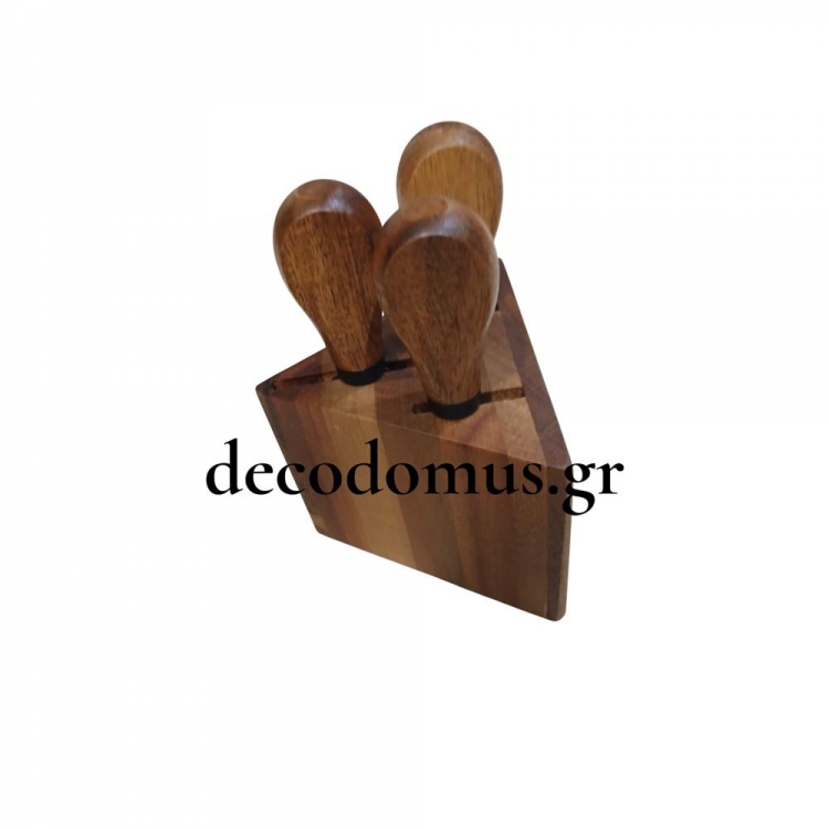 ΣΕΤ ΜΑΧΑΙΡΙΑ ΤΥΡΙΟΥ 4 ΤΕΜΑΧΙΩΝ ACACIA TRIC Ξύλο Μ0.10Π0.085Υ0.15