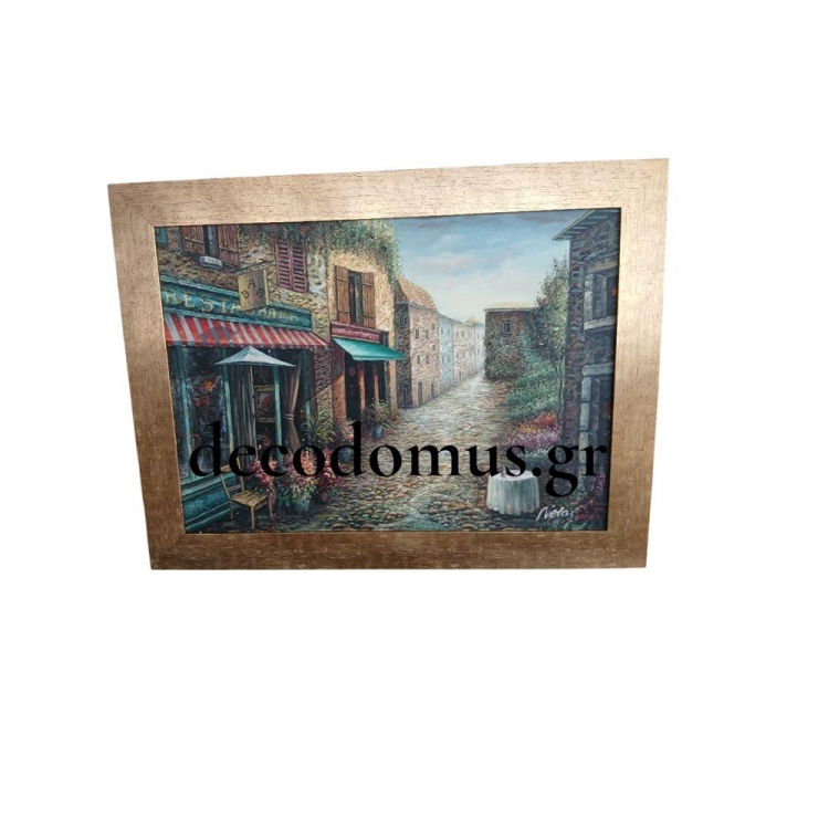 ``ΣΚΗΝΗ ΔΡΟΜΟΥ`` ΛΑΔΙ ΣΕ ΚΑΜΒΑ ΜΕ ΧΡΥΣΗ ΞΥΛΙΝΗ ΚΟΡΝΙΖΑ Ξύλο 0.84*0.65