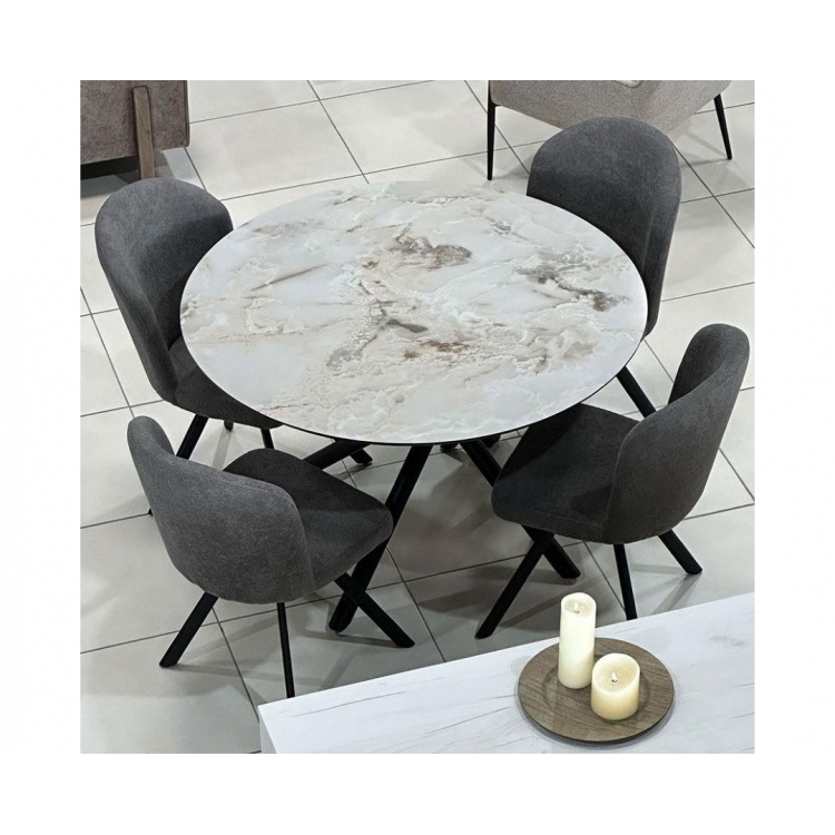 Ροτόντα δείπνου VENUS SONATA HIGH GLOSS/ΓΥΑΛΙΣΤΕΡΟ ΜΑΥΡΟ ΜΑΡΜΑΡΟ Φ120*76 Μέταλλο Φ1.20*Υ0.76
