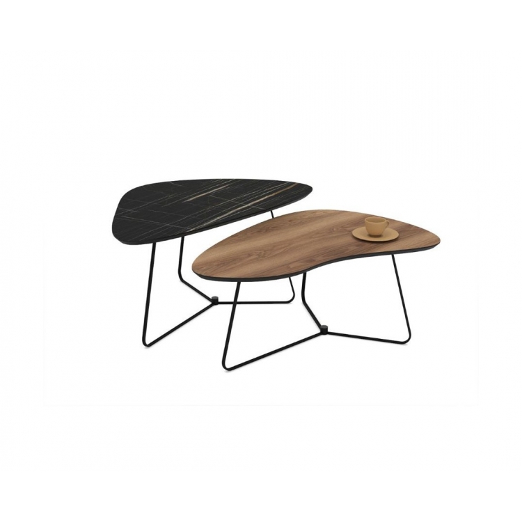 Σετ τραπέζι σαλονιού TUSSEY LAGINA HIGH GLOSS 87X45 και 83X40 Μέταλλο 0.87*0.45/0.83*0.40