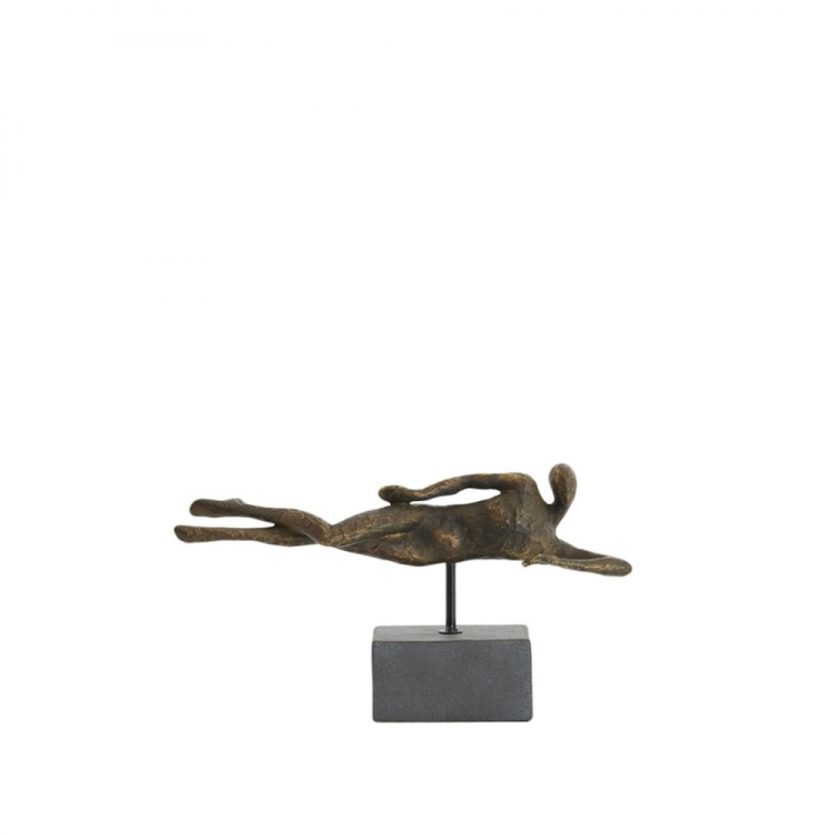 Διακοσμητικό γλυπτό σε βάση 35x8x19 cm PETE, χρώμα μπρονζέ αντικέ και μαύρο ματ, Light & Living Συνθετικό Μ0.35Π0.08Υ0.19