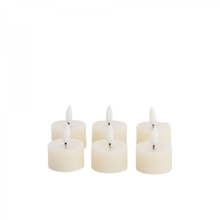 Σετ 6 κεριών ρεσό LED FARIA, χρώματος κρεμ, 6 x Φ4,5 x 2,5 εκ., Light & Living Συνθετικό Φ0.045*Υ0.025