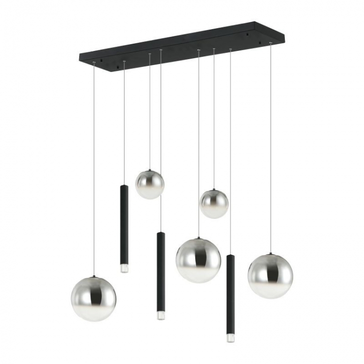 Κρεμαστό γραμμικό φωτιστικό LED 26W 3000K TRIAC, γυαλί φιμέ, μαύρο ματ μέταλλο - αλουμίνιο Μέταλλο Μ1.12Π0.34Υ2.40