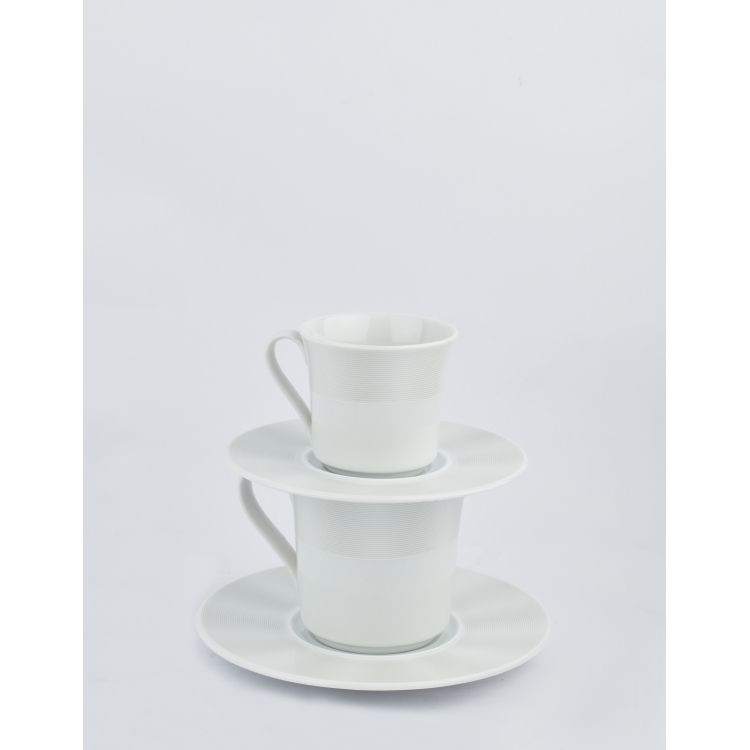 ΠΟΤΗΡΙ ΚΑΦΕ ΜΕ ΑΝΑΓΛΥΦΕΣ ΡΙΓΕΣ  ΛΕΥΚΟ 6 ΤΜΧ Πορσελάνη Φ6.5*8.5*7