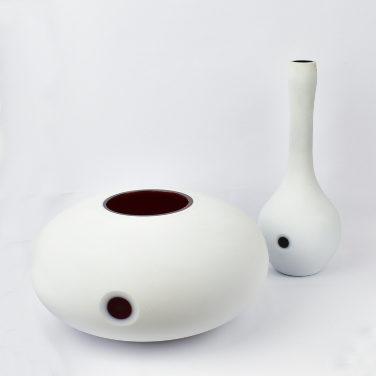 ΒΑΖΟ ΛΕΥΚΟ ΜΕ ΚΟΚΚΙΝΟ ΧΕΙΡΟΠΟΙΗΤΟ ΟΠΑΛΙΝΑ Κρύσταλλο Φ29*15