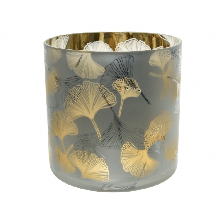 ΒΑΖΟ - ΚΗΡΟΠΗΓΙΟ ΛΕΥΚΟ - ΧΡΥΣΟ ΦΥΛΛΑ ΛΩΤΟΥ Kaemingk Γυαλί Φ20*20