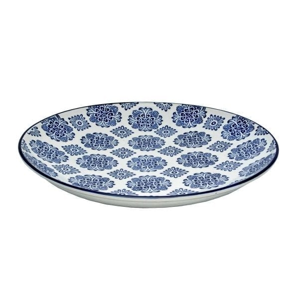 ΠΙΑΤΕΛΑ ΑΣΠΡΗ - ΜΠΛΕ Πορσελάνη Φ42