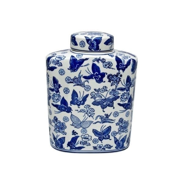 ΒΑΖΟ ΑΣΠΡΟ - ΜΠΛΕ ΜΕ ΠΕΤΑΛΟΥΔΕΣ Πορσελάνη 20*10*25