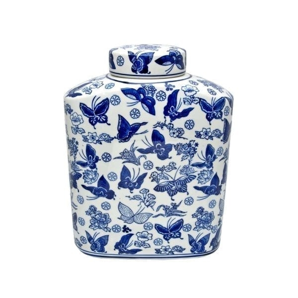 ΒΑΖΟ ΑΣΠΡΟ - ΜΠΛΕ ΜΕ ΠΕΤΑΛΟΥΔΕΣ Πορσελάνη 25*10*30