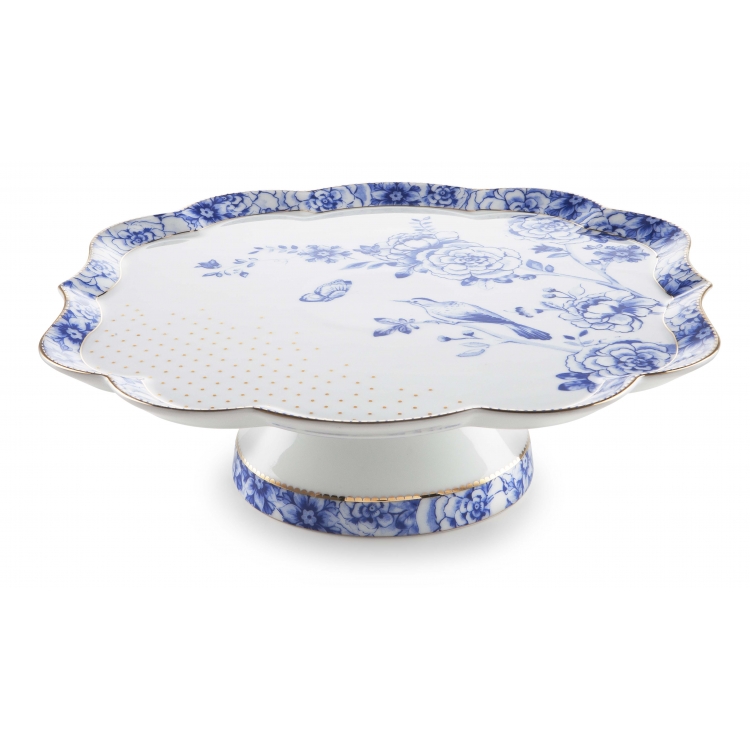 ΠΙΑΤΕΛΑ ROYAL ΜΕ ΠΟΔΙ ΛΕΥΚΗ ΧΡΥΣΟ & ΜΠΛΕ Πορσελάνη 24.5x16