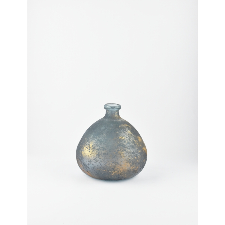 ΒΑΖΟ ΓΥΑΛΙΝΟ GREY/GOLD ΜΑΤ ΜΙΚΡΟ Hand made Blown Glass - Kaemingk Γυαλί Φ20*23