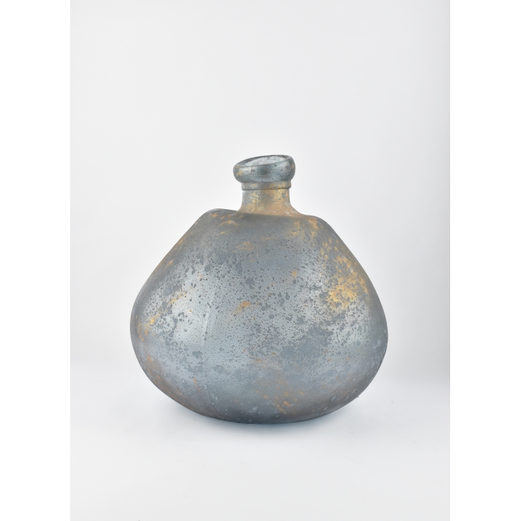 ΒΑΖΟ ΓΥΑΛΙΝΟ GREY/GOLD ΜΑΤ ΜΕΓΑΛΟ Hand made Blown Glass - Kaemingk Γυαλί Φ33*33