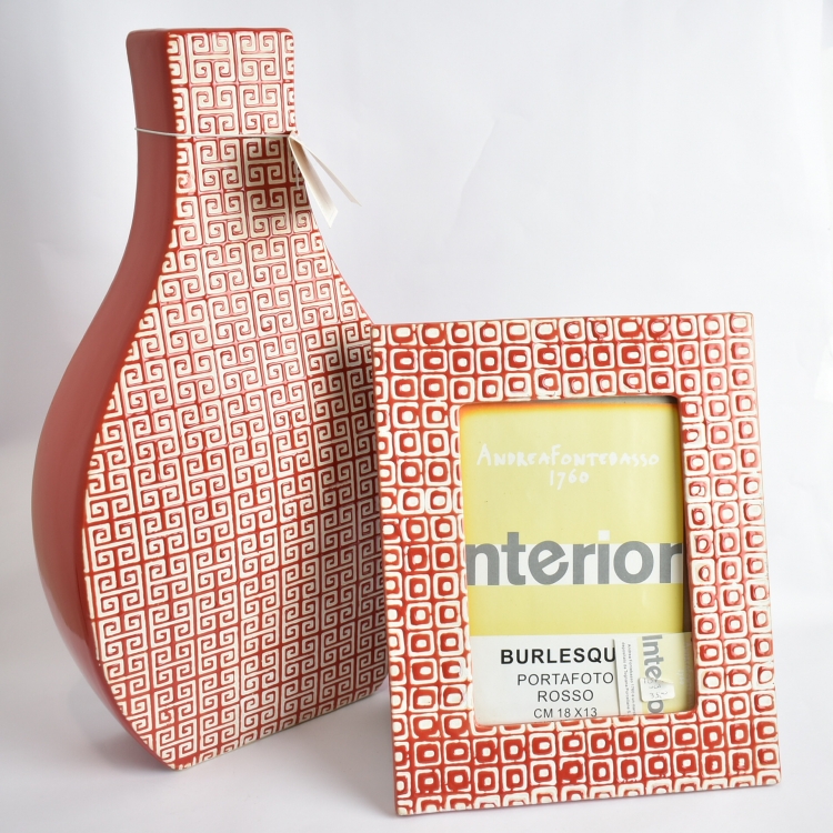 ΒΑΖΟ ΚΟΚΚΙΝΟ ΜΕ ΑΣΠΡΟ Κεραμικό 24*8.5*42