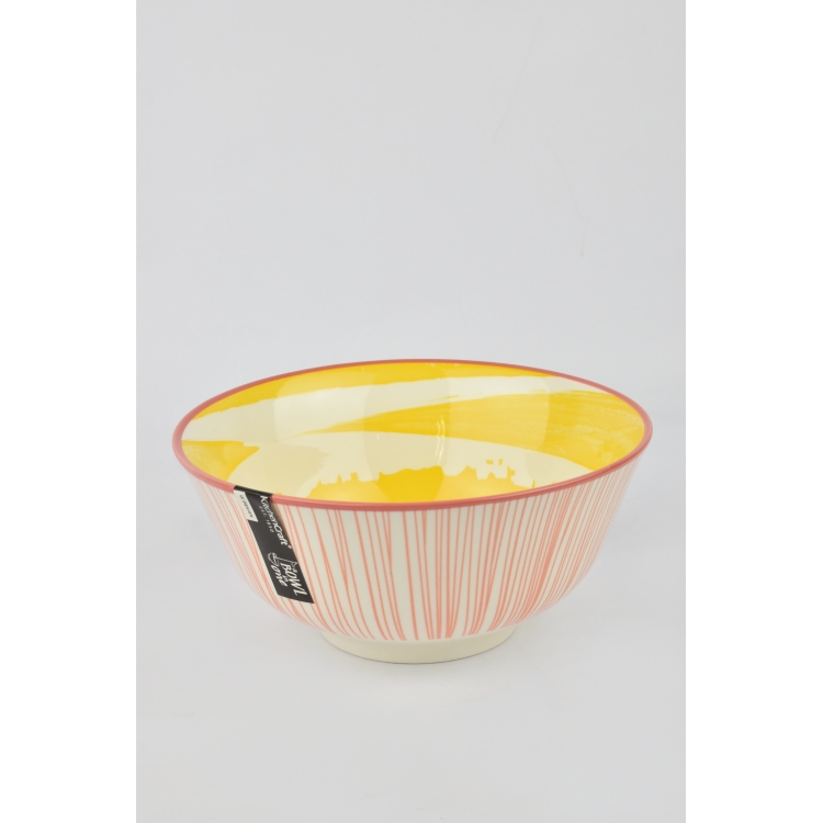 ΜΠΟΛ ΣΕΡΒΙΡΙΣΜΑΤΟΣ ΡΟΖ ΡΙΓΕ ΜΕ ΚΙΤΡΙΝΟ Stoneware Φ15,5x7Υ