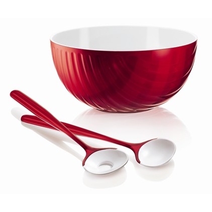 ΣΑΛΑΤΙΕΡΑ ΜΕ 2 ΚΟΥΤΑΛΕΣ ΣΕΤ3 ΚΟΚΚΙΝΗ Plexiglass Φ25*12