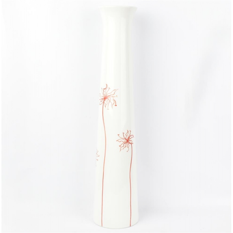 ΒΑΖΟ ΛΕΥΚΟ ΜΕ ΚΟΚΚΙΝΟ ΛΟΥΛΟΥΔΙ ΨΗΛΟ Κεραμικό Φ10Χ45