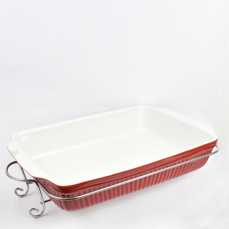 ΠΥΡΙΜΑΧΟ ΚΟΚΚΙΝΟ ΜΕ ΙΝΟΧ ΒΑΣΗ Stoneware 43*26*11Υ