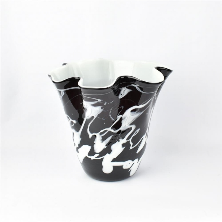 ΒΑΖΟ ΦΥΣΙΤΟ ΜΑΥΡΟΑΣΠΡΟ Γυαλί Φ26*22