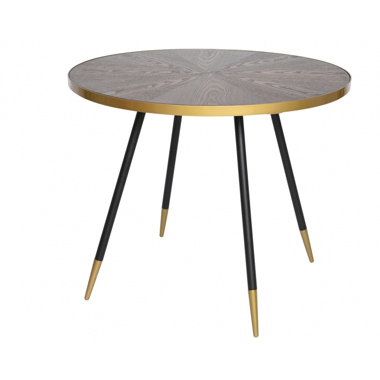 ΤΡΑΠΕΖΙ ΣΤΡΟΓΓΥΛΟ ΞΥΛΟ ΚΑΡΥΔΙΑΣ ΜΕ ΧΡΥΣΟ Kaemingk Ξύλο Φ91*75