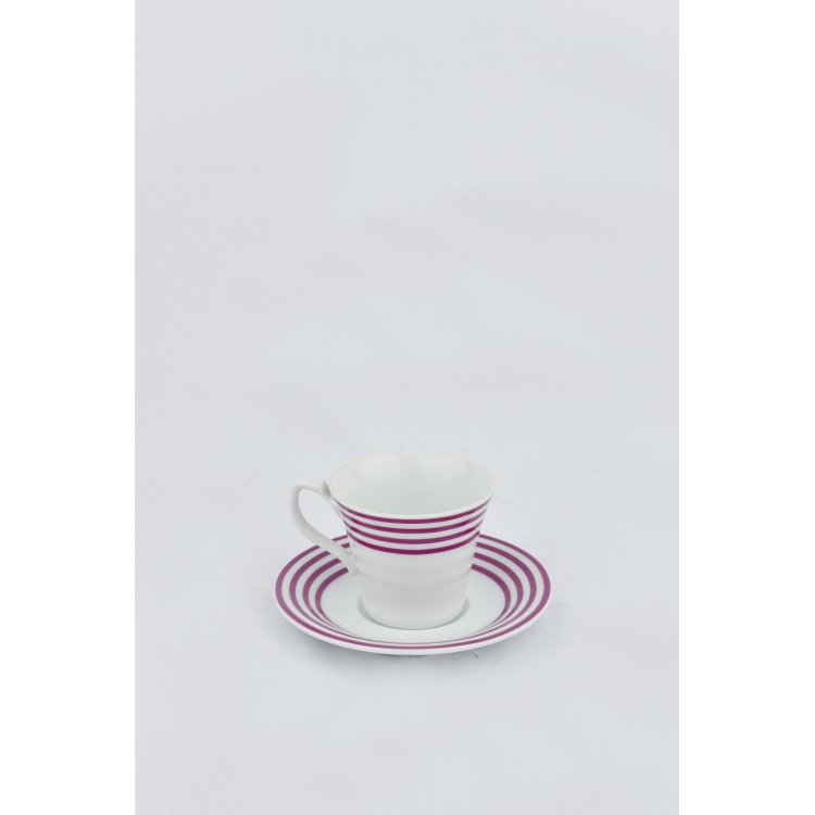 ΦΛΥΤΖΑΝΙ ΚΑΦΕ ΜΩΒ ΡΙΓΑ ΣΕΤ 6ΤΜΧ Πορσελάνη 6.5*h5.5*8.5handle