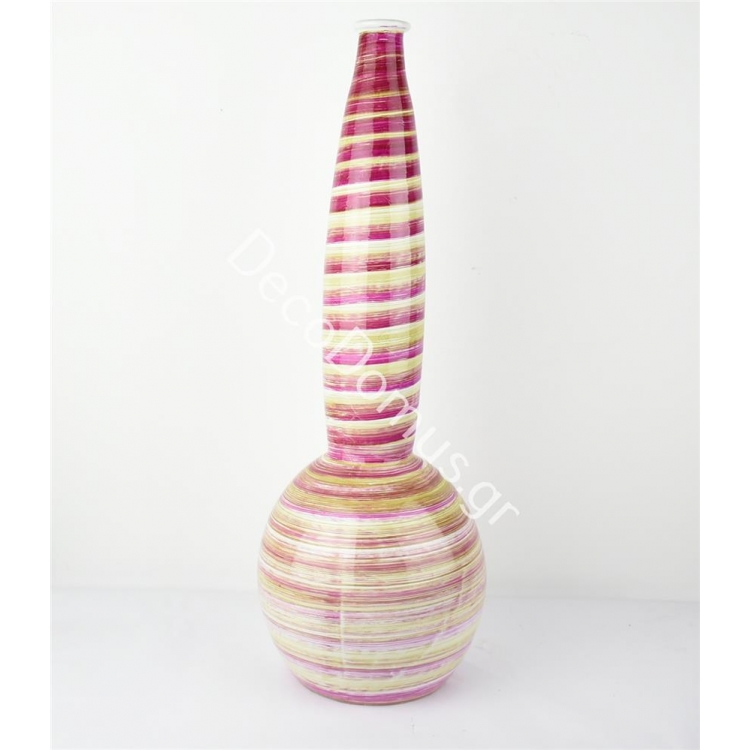 ΒΑΖΟ ΦΟΥΞΙΑ-ΛΑΧΑΝΙ-ΛΕΥΚΟ Γυαλί Φ20x60