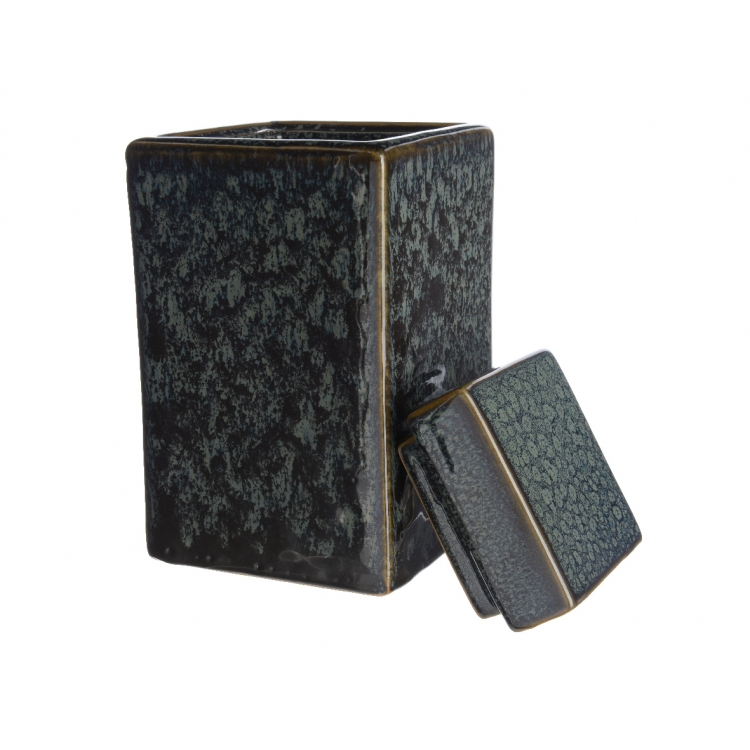 ΒΑΖΟ ΜΕ ΚΑΠΑΚΙ ΤΕΤΡΑΓΩΝΟ ΜΠΛΕ Κεραμικό 14*14*25