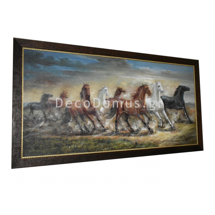 ΠΙΝΑΚΑΣ ΖΩΓΡΑΦΙΚΗΣ ΜΕ ΑΛΟΓΑ ΚΑΙ ΧΡΥΣΟ ΞΥΛΙΝΟ ΦΥΤΙΛΗ ΚΑΙ ΜΑΣΙΦ ΞΥΛΙΝΗ ΚΟΡΝΙΖΑ Ξύλο 128*68