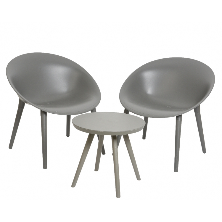 ΣΕΤ 3 ΤΜΧ 2 ΚΑΡΕΚΛΕΣ ΚΑΙ ΤΡΑΠΕΖΙ ΓΚΡΙ Πολυπρεπιλένιο 67*74.5*78.5 , Φ50*45