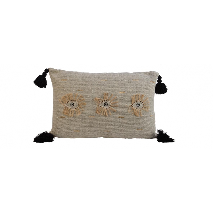 ΜΑΞΙΛΑΡΙ ΜΠΕΖ ΜΕ ΜΑΤΙΑ ΚΑΙ ΦΟΥΝΤΕΣ ΜΑΥΡΕΣ Βαμβακι 40*60