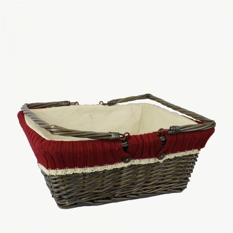 ΚΑΛΑΘΙ ΑΠΟΘΗΚΕΥΣΗΣ ΜΕ ΧΕΙΡΟΛΑΒΗ ΥΦΑΣΜΑ ΜΕ ΚΟΚΚΙΝΟ ΠΛΕΚΤΟ Ξύλο 40*32*16