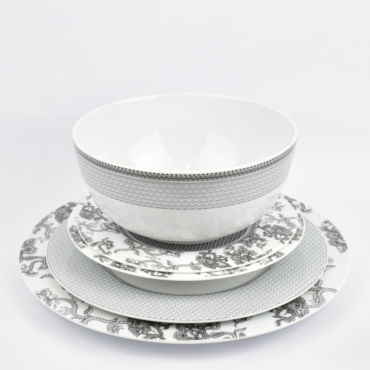 ΣΕΡΒΙΤΣΙΟ 20 ΤΜΧ ΑΣΠΡΟ ΜΕ ΜΑΥΡΑ ΛΟΥΛΟΥΔΙΑ Πορσελάνη