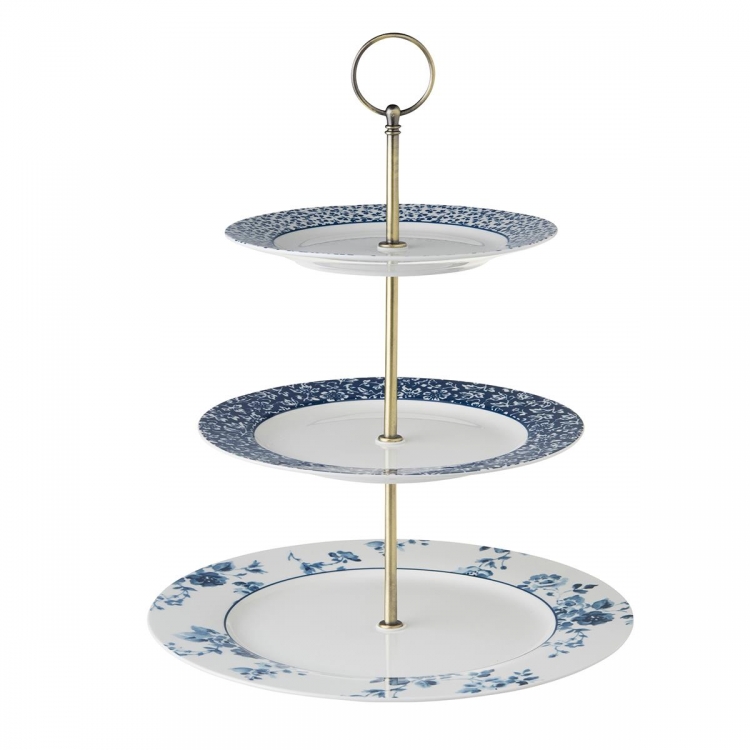 LAURA ASHLEY-ΤΡΙΟΡΟΦΗ ΠΙΑΤΕΛΑ CAKE STAND-BLUEPRINT Πορσελάνη Φ28*33