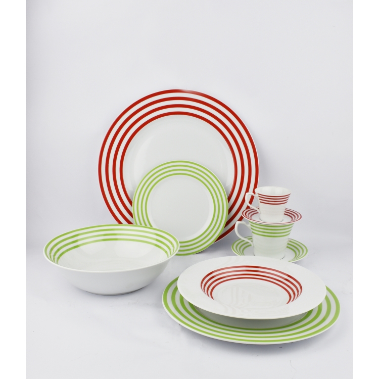 ΣΕΡΒΙΤΣΙΟ ΜΕ ΠΡΑΣΙΝΗ ΚΑΙ ΚΟΚΚΙΝΗ ΡΙΓΑ 20ΤΜΧ Πορσελάνη