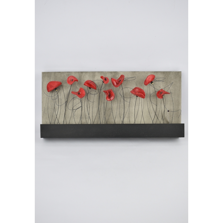 ΚΑΔΡΟ ΓΚΡΙ - ΚΟΚΚΙΝΕΣ ΠΑΠΑΡΟΥΝΕΣ Μέταλλο 40*20