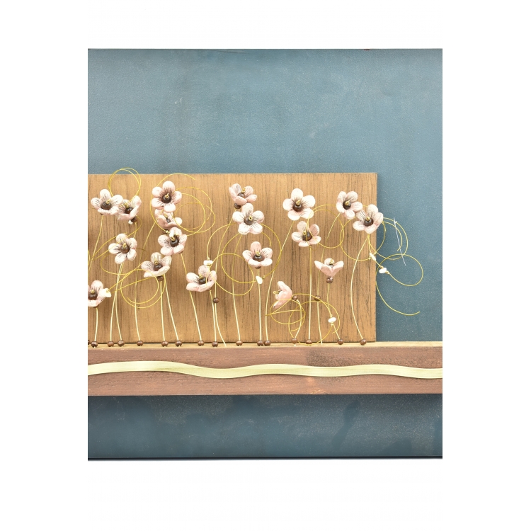 ΚΑΔΡΟ  ΜΠΛΕ ΜΕ ΡΟΖ ΚΡΙΝΑΚΙΑ Μέταλλο 40*70