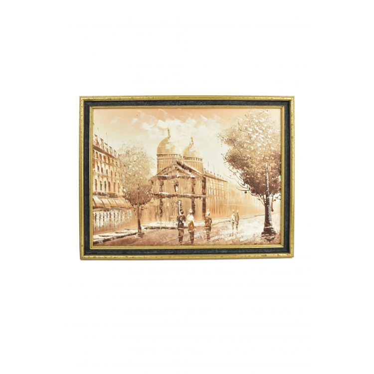 ΠΙΝΑΚΑΣ ΑΞΙΟΘΕΑΤΟ ΕΛΑΙΟΓΡΑΦΙΑ ΧΡΥΣΗ ΚΟΡΝΙΖΑ ΜΕ ΜΑΥΡΟ Ξύλο 34x2xh44