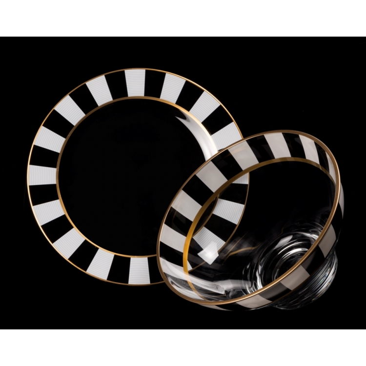 ΠΙΑΤΕΛΑ ΚΡΥΣΤΑΛΛΙΝΗ ΓΕΩΜΕΤΡΙΚΑ ΣΧΕΔΙΑ ΑΣΠΟ ΜΑΥΡΟ ΧΡΥΣΟ Κρύσταλλο Φ26Χ14,5