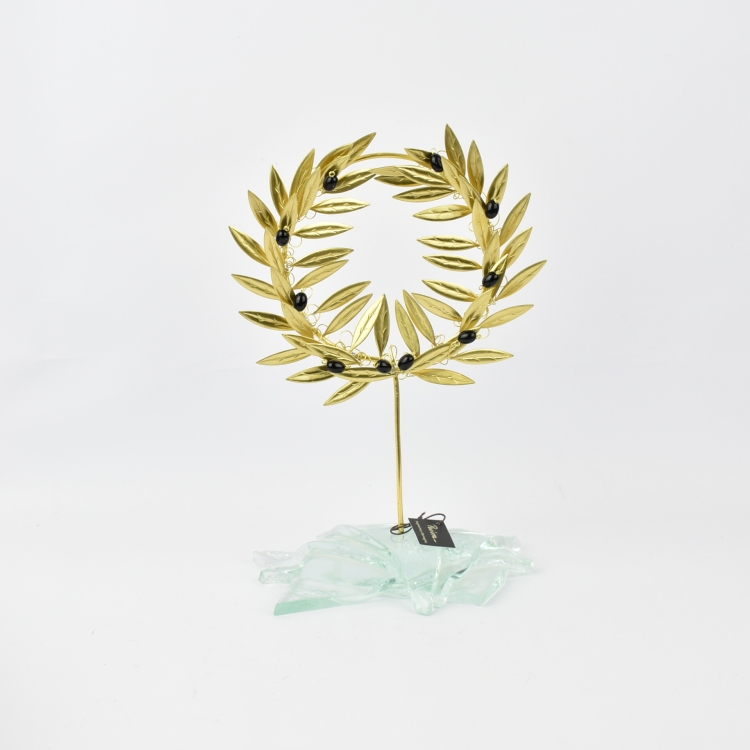 ΣΤΕΦΑΝΙ ΧΡΥΣΟ ΜΕ ΒΑΣΗ Γυαλί 15*10*15