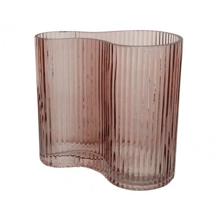 ΒΑΖΟ ΜΕ ΡΑΒΔΩΣΕΙΣ ΡΟΖ ΧΑΜΗΛΟ Γυαλί 12*18.5*17.5