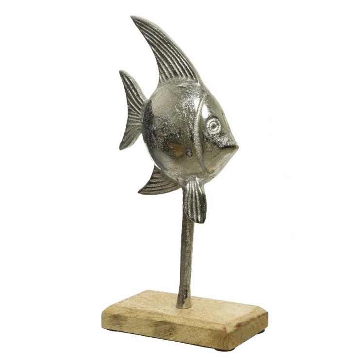 ΔΙΑΚΟΣΜΗΤΙΚΟ ΨΑΡΙ ΑΣΗΜΙ ΜΕ ΞΥΛΙΝΗ ΒΑΣΗ ΣΤΡΟΓΓΥΛΟ Ξύλο 15*6*31Υ