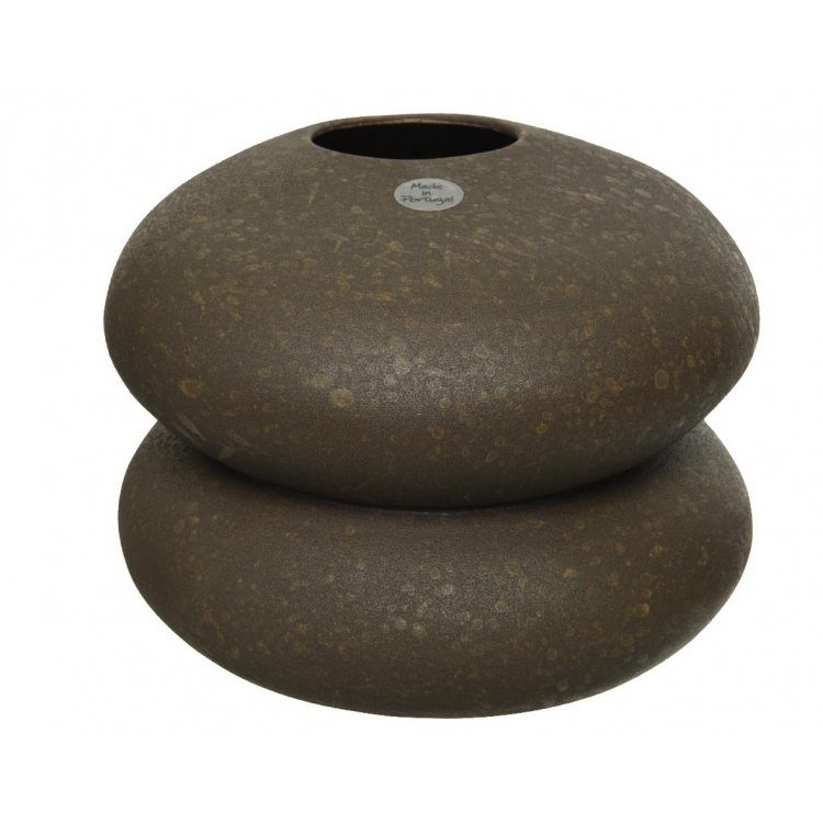 ΒΑΖΟ ΜΕ 2 ΠΕΤΡΕΣ ΚΑΦΕ Κεραμικό Φ21*15Υ