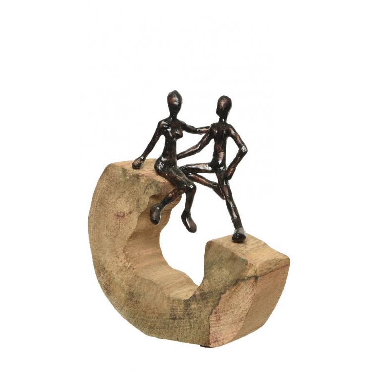 ΑΓΑΛΜΑ ΜΕ 2 ΑΝΘΡΩΠΑΚΙΑ ΑΓΚΑΛΙΑ Ξύλο 25x9xh29